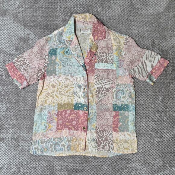 Johnny Was Marseille Garden Resort Shirt Mix Print Collar Button Up Blouse Small - Picture 2 of 8